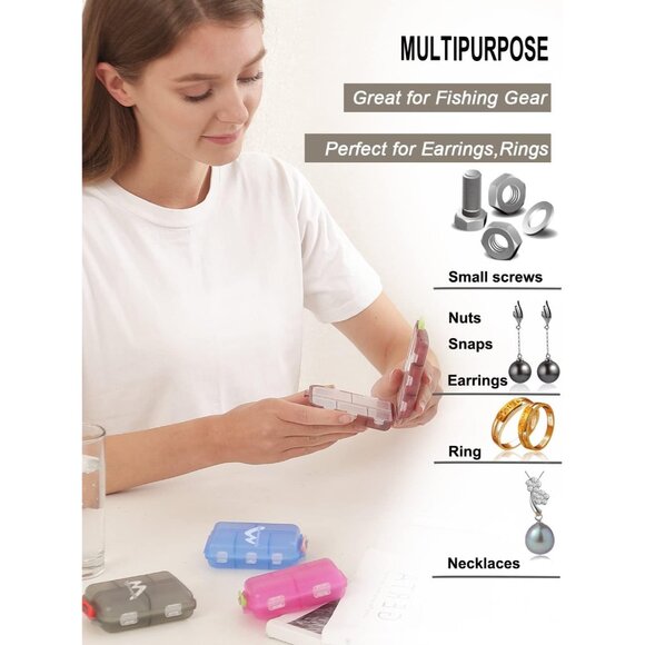 4PS Travel Pill Organizer with 164 Slice Labels,10 Compartments Travel Pill Box - Picture 4 of 9